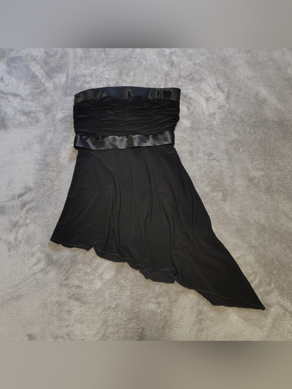 Vintage Y2k McBling Gyaru Black Asymmetrical Hem Strapless Tube Top XS Small